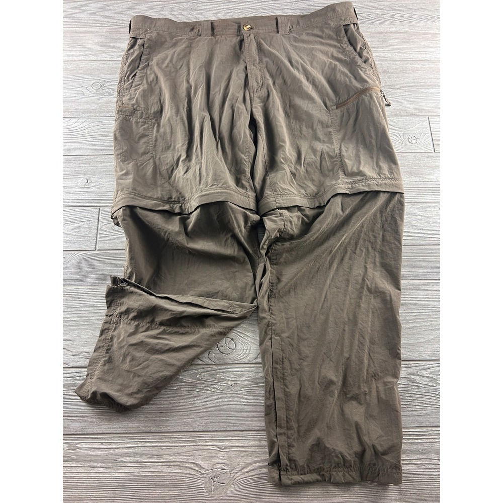 ExOfficio Insect Shield Mens 44x32 Convertible Hiking Pants Brown Nylon Zip Off
